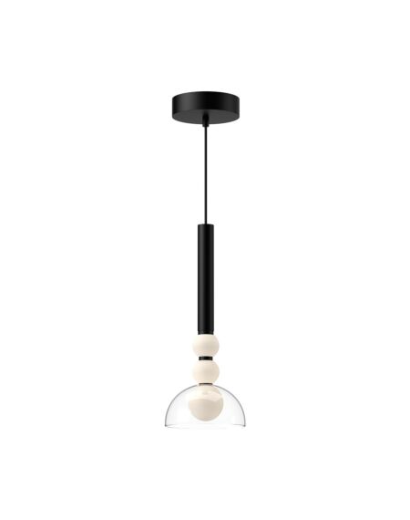 Rise LED Pendant in Black with Clear Glass