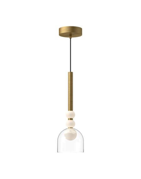 Rise LED Pendant in Brushed Gold with Clear Glass