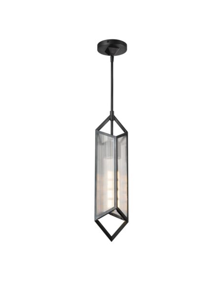 Cairo 1-Light Pendant in Urban Bronze with Clear Ribbed Glass