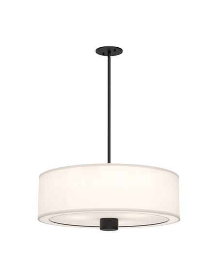 Theo 3-Light Pendant in Matte Black with White Linin