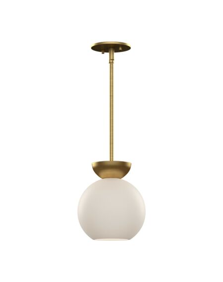 Arcadia 1-Light Pendant in Brushed Gold with Opal Glass