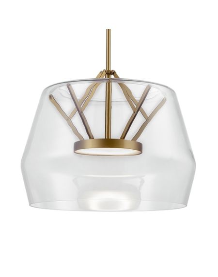  Deco LED Pendant Light in Clear With Brass