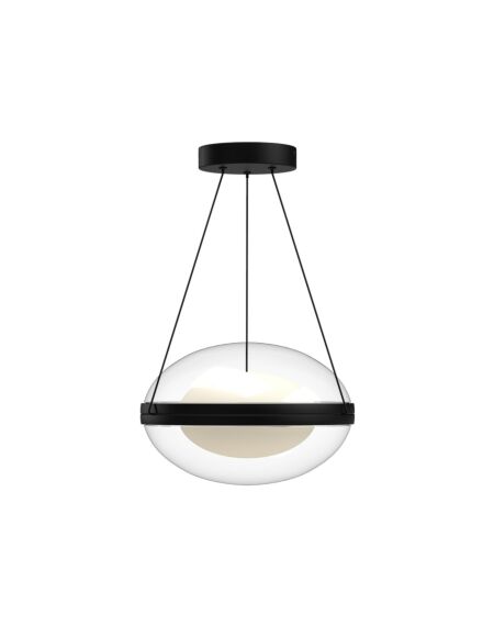 Virgo LED Pendant in Black with Opal Glass
