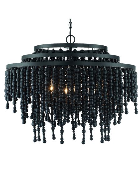  Poppy Chandelier with Black Wood Beads Crystals