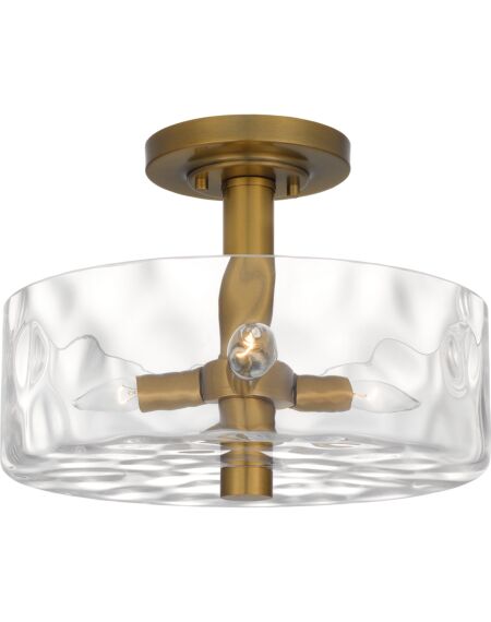 Semi-Flush Ceiling Light 3-Light in Aged Brass