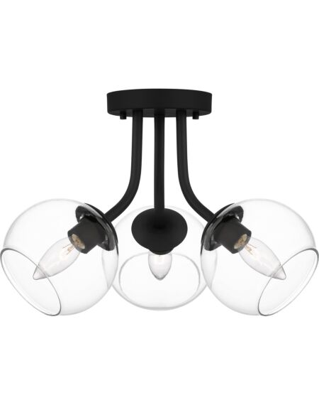 Semi-Flush Ceiling Light 3-Light in Matte Black