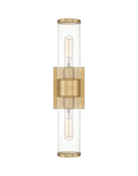 Wood 2-Light 5" Wall Sconce in Aged Brass