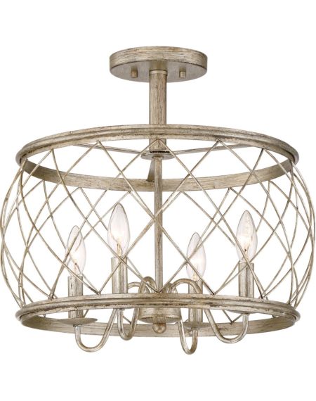 Quoizel Dury 4 Light 18 Inch Ceiling Light in Century Silver Leaf