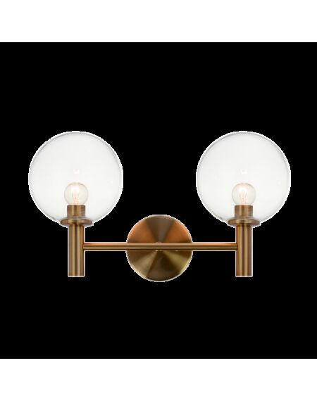 Matteo Cosmo 2 Light Wall Sconce In Aged Gold Brass
