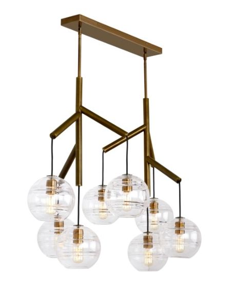 Visual Comfort Modern Sedona 8-Light 2700K LED Contemporary Chandelier in Aged Brass and Transparent Smoke