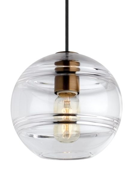 Visual Comfort Modern Sedona 2700K LED 7" Pendant Light in Aged Brass and Clear