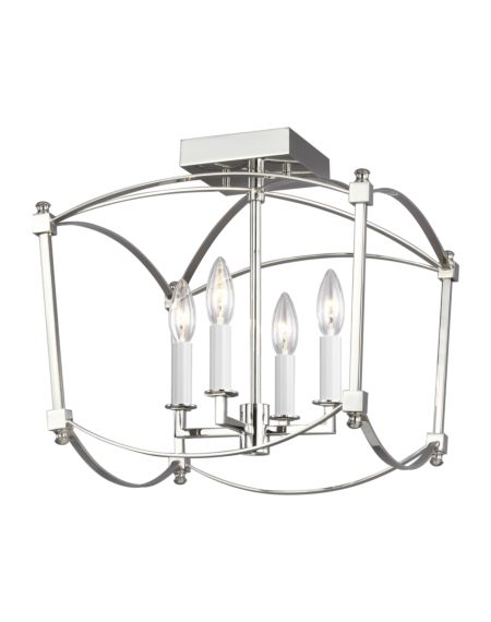 Visual Comfort Studio Thayer 4-Light Ceiling Light in Polished Nickel by Sean Lavin