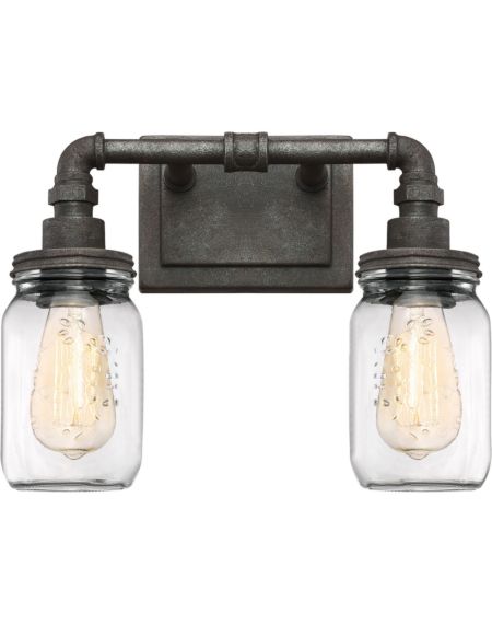 Squire 2-Light Clear Glass Bathroom Vanity Light