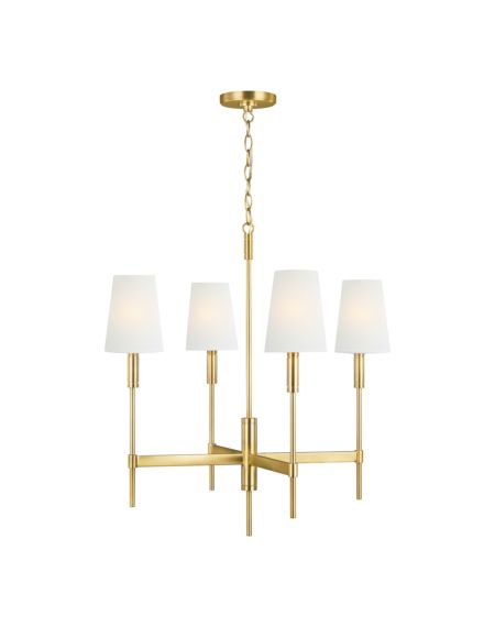 Visual Comfort Studio Beckham Classic 4-Light Chandelier in Burnished Brass by Thomas O'Brien