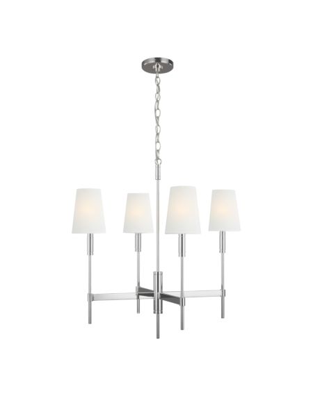 Visual Comfort Studio Beckham Classic 4-Light Chandelier in Polished Nickel by Thomas O'Brien