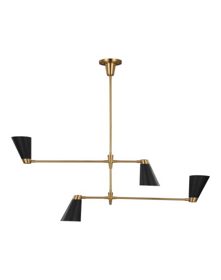 Visual Comfort Studio Signoret 4-Light Chandelier in Burnished Brass by Thomas O'Brien
