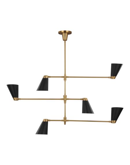 Visual Comfort Studio Signoret 6-Light Chandelier in Burnished Brass by Thomas O'Brien