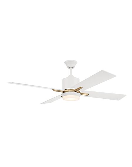 Craftmade Teana 1-Light Ceiling Fan with Blades Included in White with Satin Brass