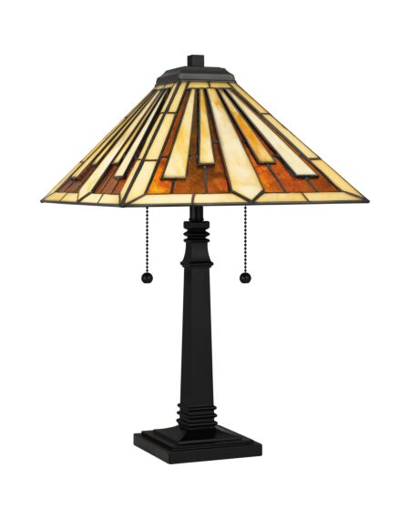 Tiffany 2-Light 22" Table Lamp in Matte Black