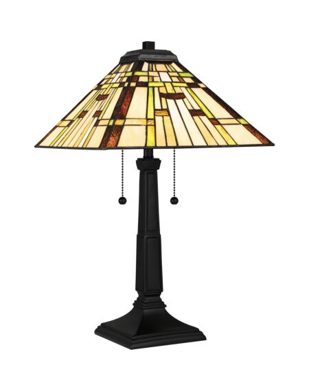 Tiffany 2-Light 23" Table Lamp in Matte Black