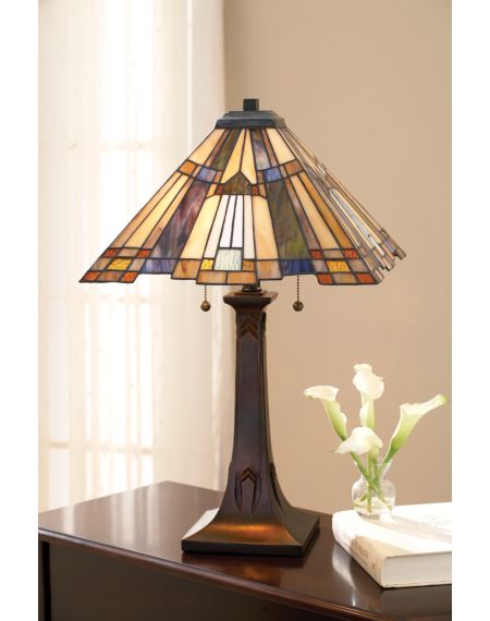 Inglenook Tiffany Table Lamp in Valiant Bronze