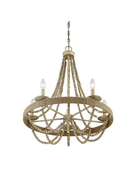Rustic Chandelier in Natural Wood with Rope