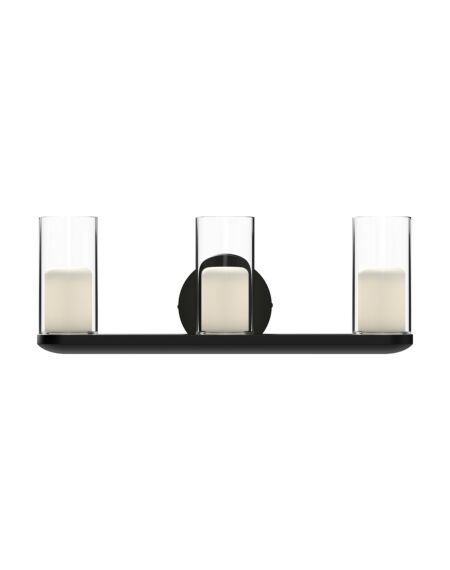 Birch LED Bathroom Vanity Light in Black with Clear Glass