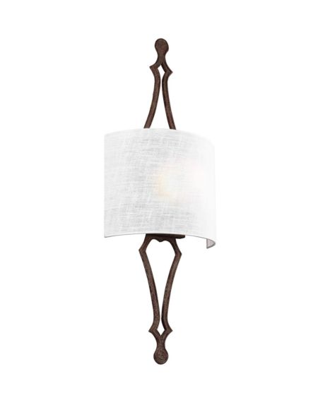 Generation Lighting Tilling White Linen Wall Sconce in Weathered Iron