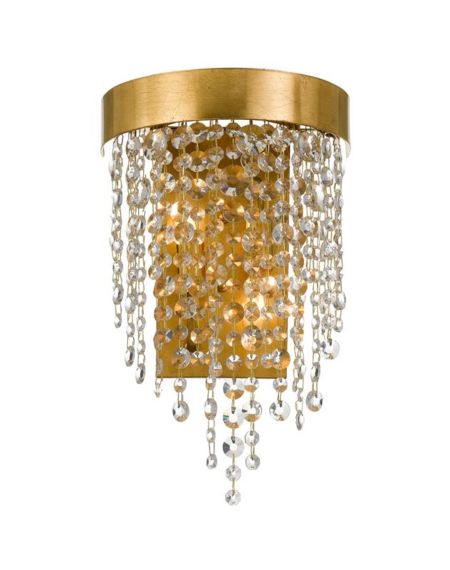  Windham Wall Sconce in Antique Gold with Clear Hand Cut Crystals