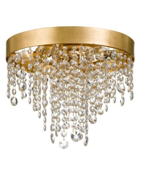  Windham Ceiling Light in Antique Gold with Clear Hand Cut Crystals
