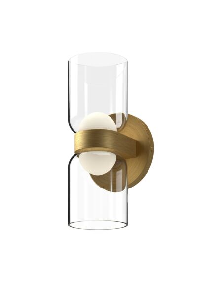 Cedar LED Wall Sconce in Brushed Gold with Clear Glass