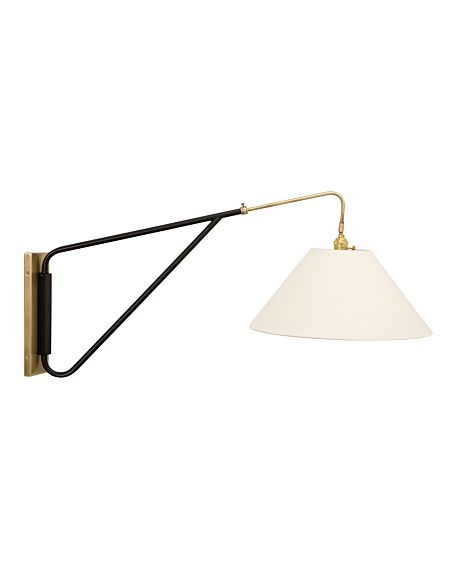  Wall Lamp in Antique Brass with Black Accents