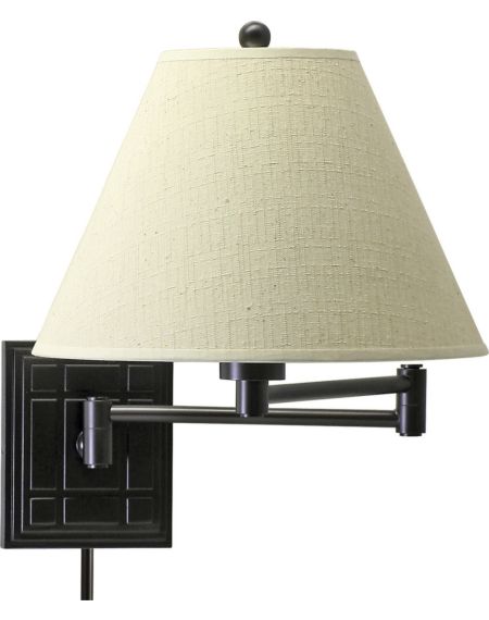 Swing-Arm Wall Lamp Oil Rubbed Bronze with Linen Hardback Shade