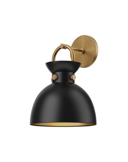 Waldo 1-Light Wall Sconce in Aged Gold with Matte Black