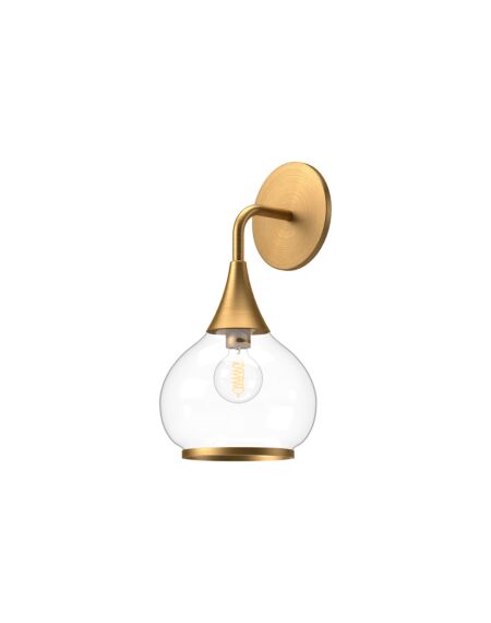 Hazel 1-Light Bathroom Vanity Light in Aged Gold with Clear Glass