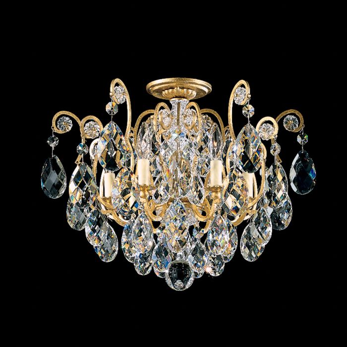 Renaissance Gold And Molded Stone Glass 6 Light Chandelier 