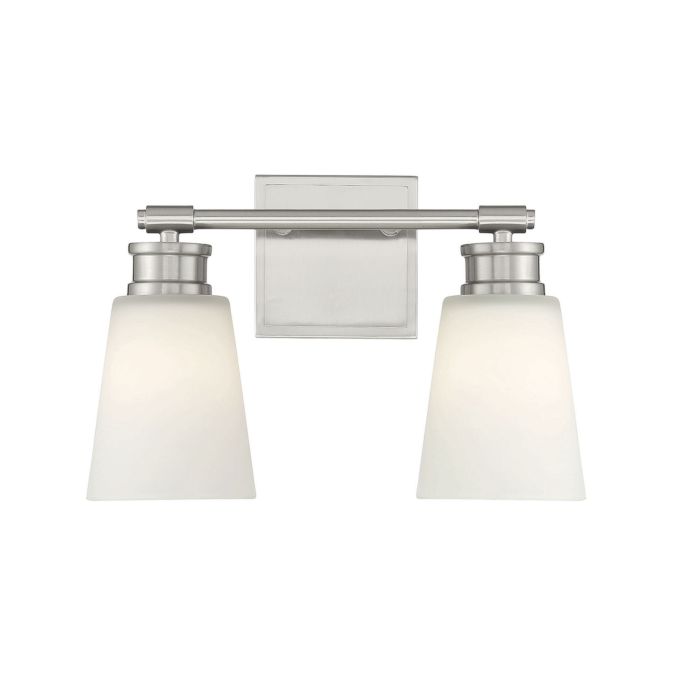 Meridian 2-Light Bathroom Vanity Light in Brushed Nickel