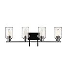 Clifton 4-Light Vanity in Matte Black with Brushed Nickel